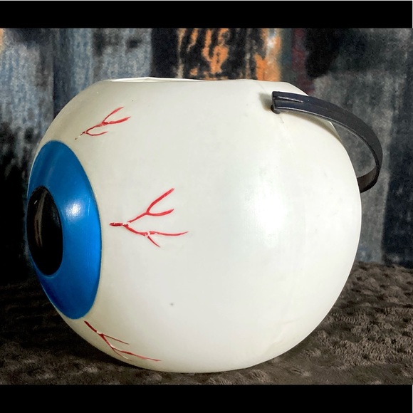 RARE Vintage Halloween Eye Eyeball Blow Mold Candy Pail Creepy Cute Decor - Picture 7 of 12